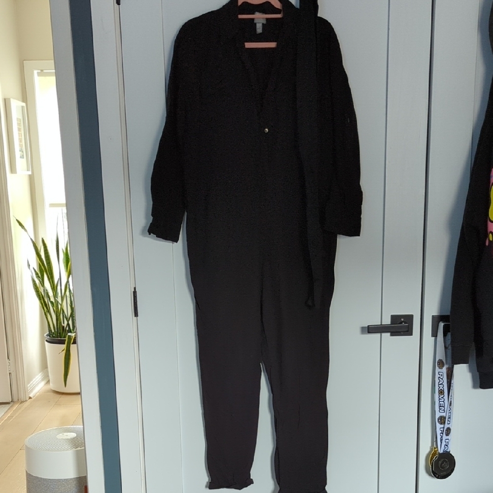 ASOS Black Jumpsuit with Long Sleeves and Zipper Closure